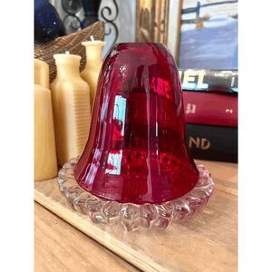 Hand Blown Ruby Bubble Glass Fairy Lamp Candle Holder